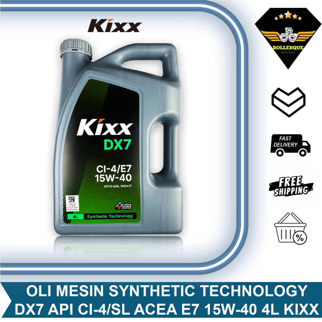 Oli Mesin Oil DX7 15W-40 API CI-4/SL ACEA E7 Synthetic Technology 4 L 4000ml Kixx