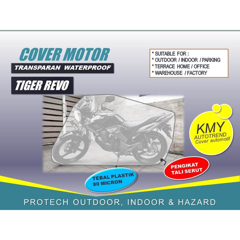 COVER SARUNG SEPEDA MOTOR HONDA TIGER REVO TRANSPARAN TEBAL 80 MICRON WATERPROOF ANTI AIR BISA OUTDO