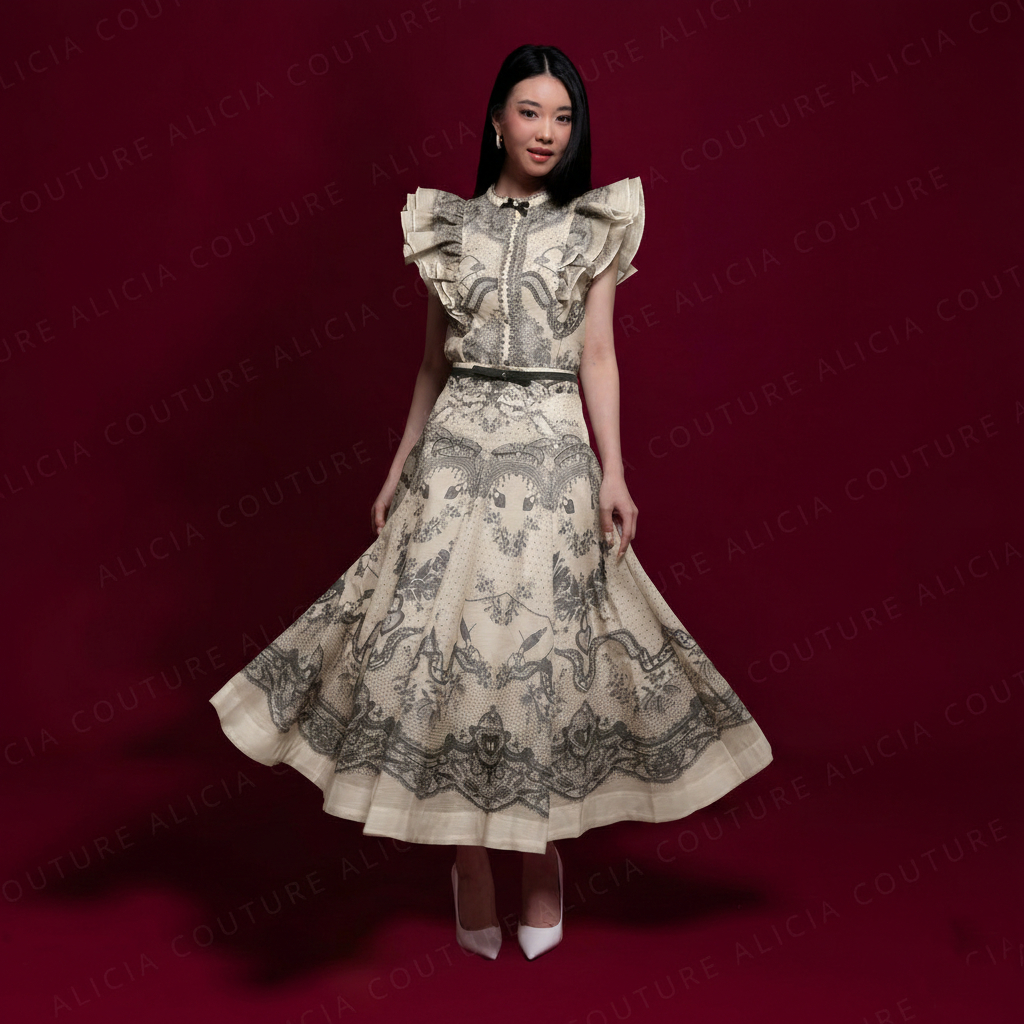 Aliciacouture - Padma Oneset Midi Skirt - Luxe Season Collection - Chiffon Floral Ruffle Set