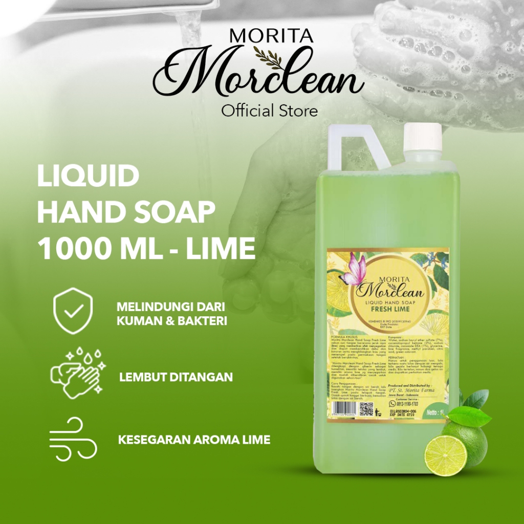 MORITA MORCLEAN Liquid Hand Soap Lime 1L/Sabun Cuci Tangan Cair/ Sabun Cuci Tangan Premium/ Sabun Cu