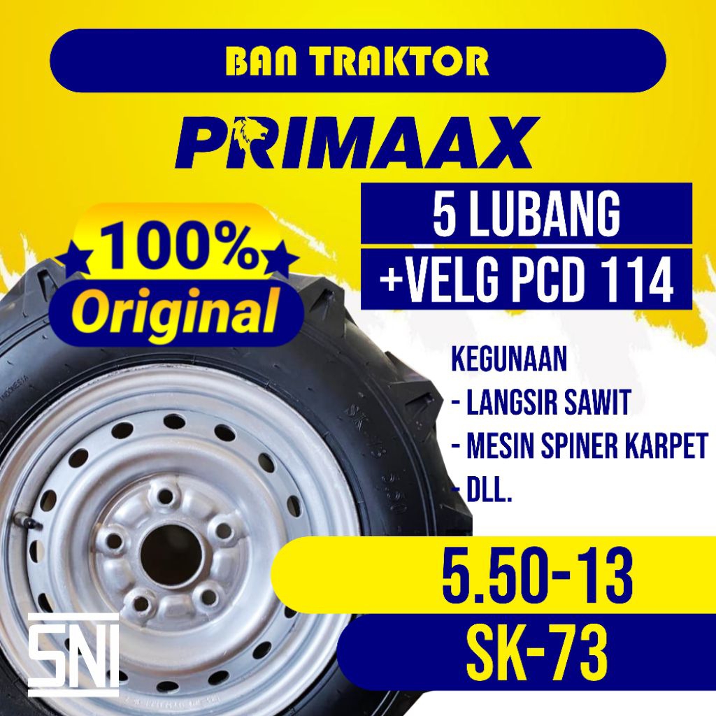 BAN TRAKTOR RING 13 5.50 + VELG PCD 114 LUBANG 5