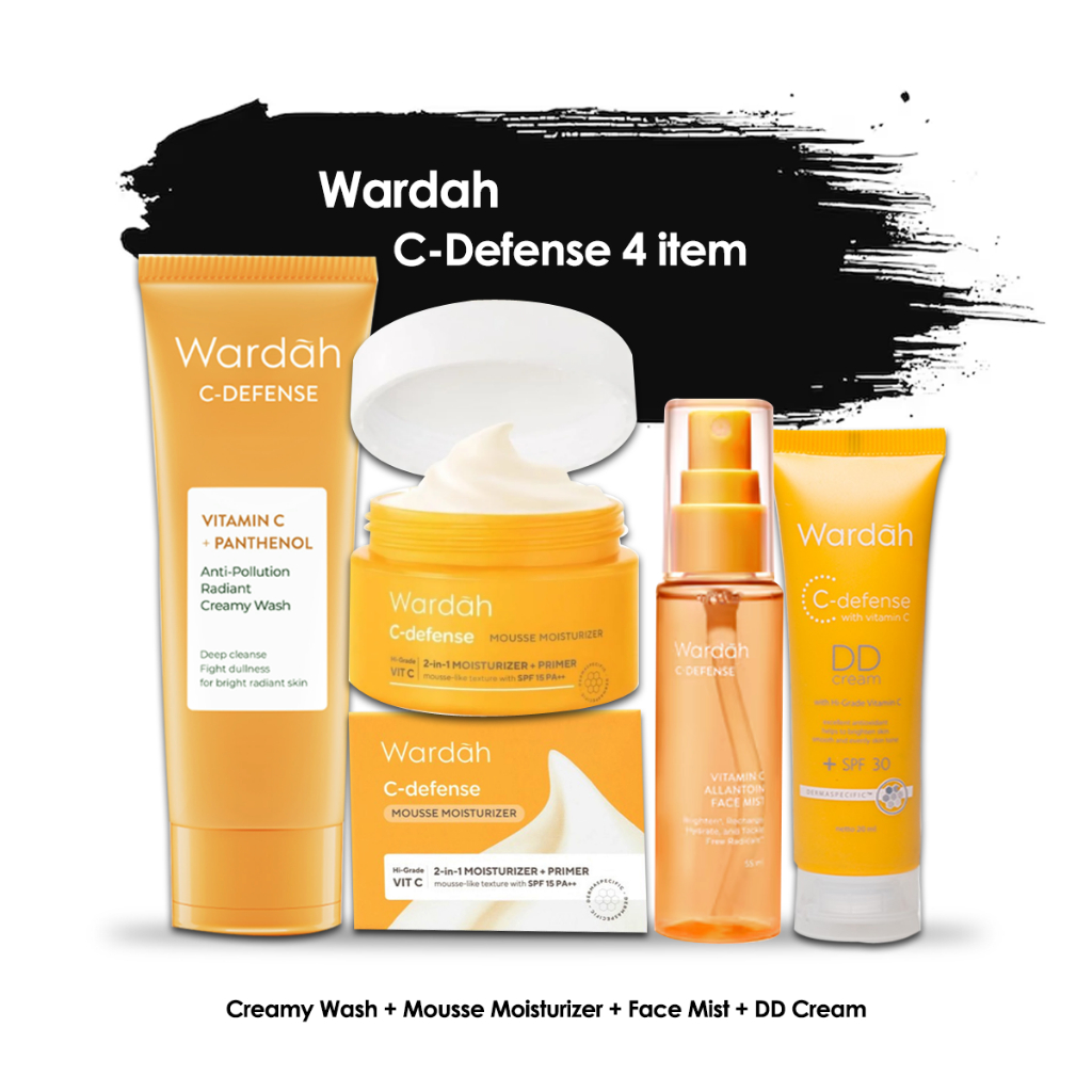 Paket Wardah C-Defense 4 pcs ( Face Mist 55 ml, Face Wash 60 ml, DD Cream Natural 20 ml, Mousse Mois