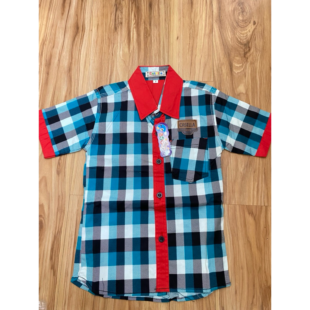 Kemeja Pendek Lois Pria Original Sale kotak kotak/anak laki laki warna merah hijau