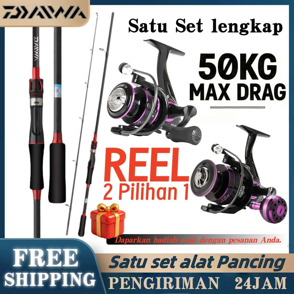 Daiwa Joran Pancing Set 1.8m/2.1m 2 bagian pancing reel 4000 5000 6000 joran spining reel pancing se