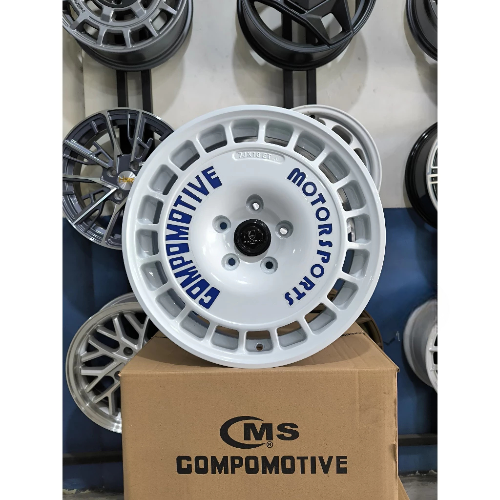 COMPOMOTIVE Velg Mobil Baru Ring 16 PCD 5X114.3 ET 40 Putih untuk Rush Terios XL7