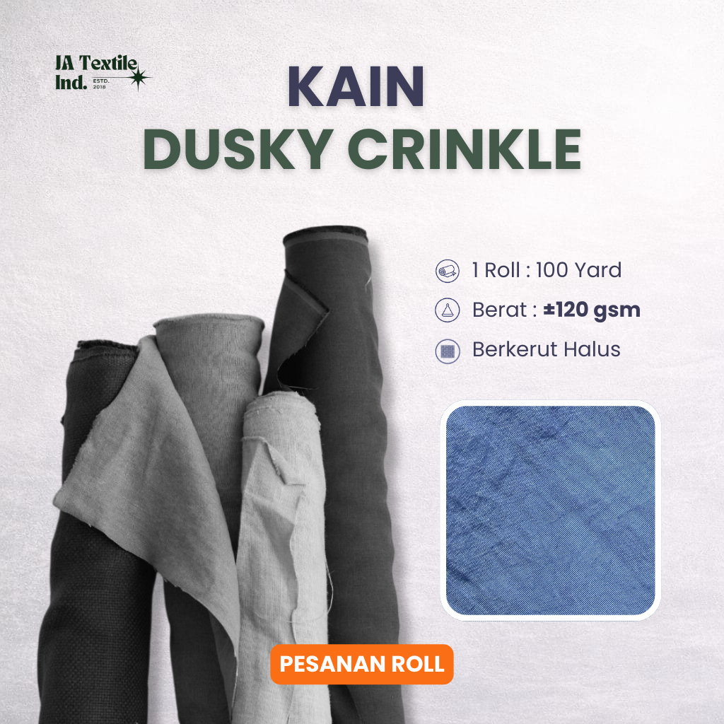 1 ROLL | KAIN DUSKY CRINKLE NYLON DOFF KUSUT PARASUT CRINGKEL KRINGKEL