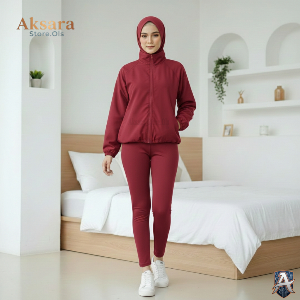 Jaket Parasut Wanita Polos Resleting Depan Nyaman Dipakai