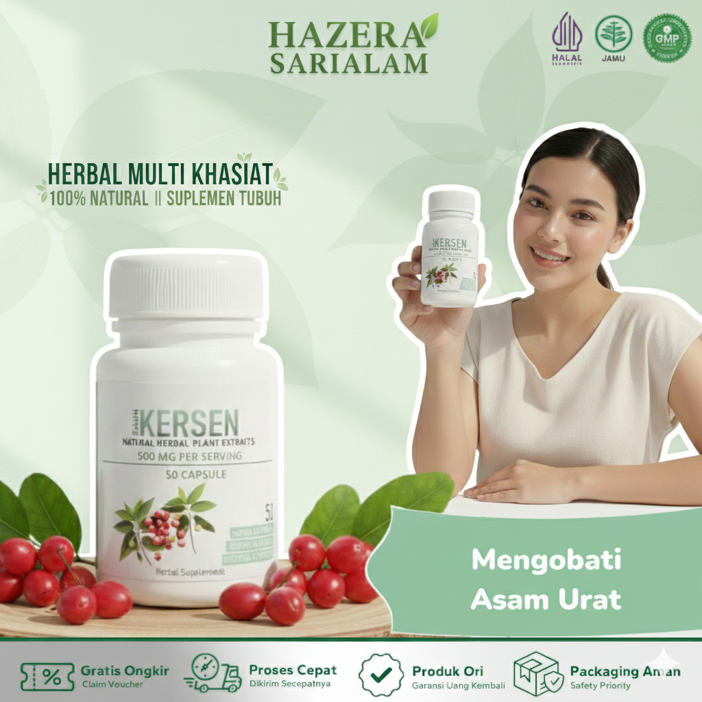 kapsul mengatasi rematik asam urat herbal daun kersen premium 50 kapsul