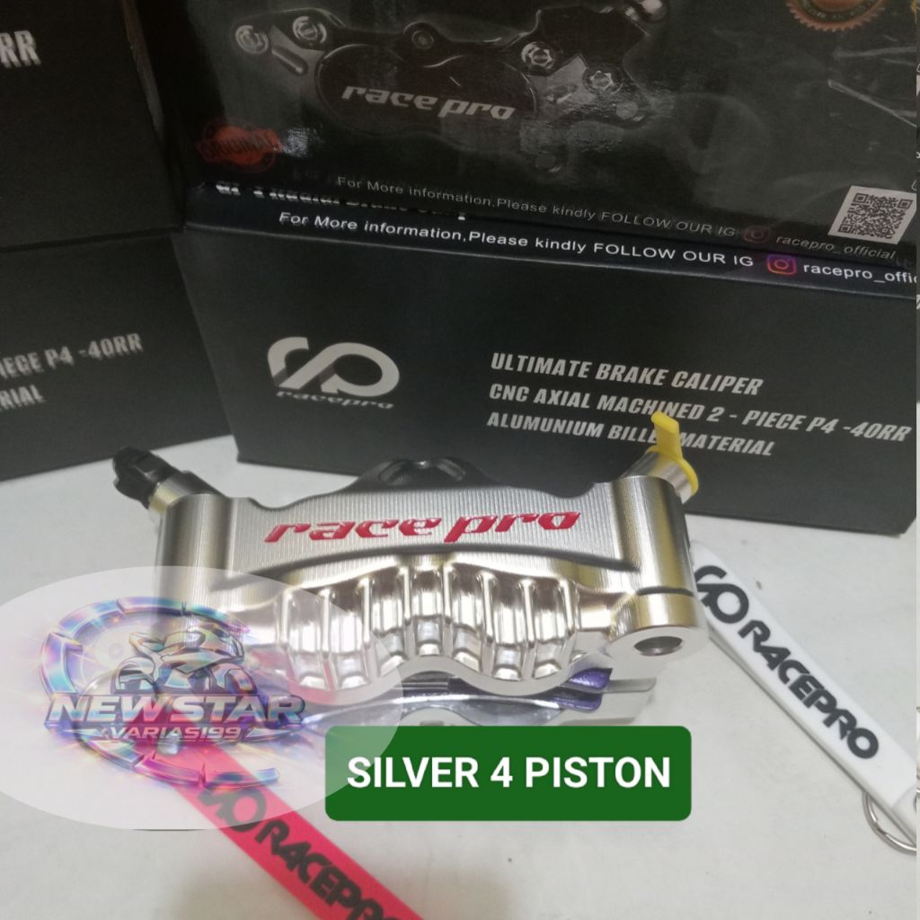 KALIPER RACEPRO GT-1R 4P RADIAL MONOBLOK 100 PITCH 2 PISTON AXIAL ALUMINIUM CNC UNIVERSAL UNTUK PERF