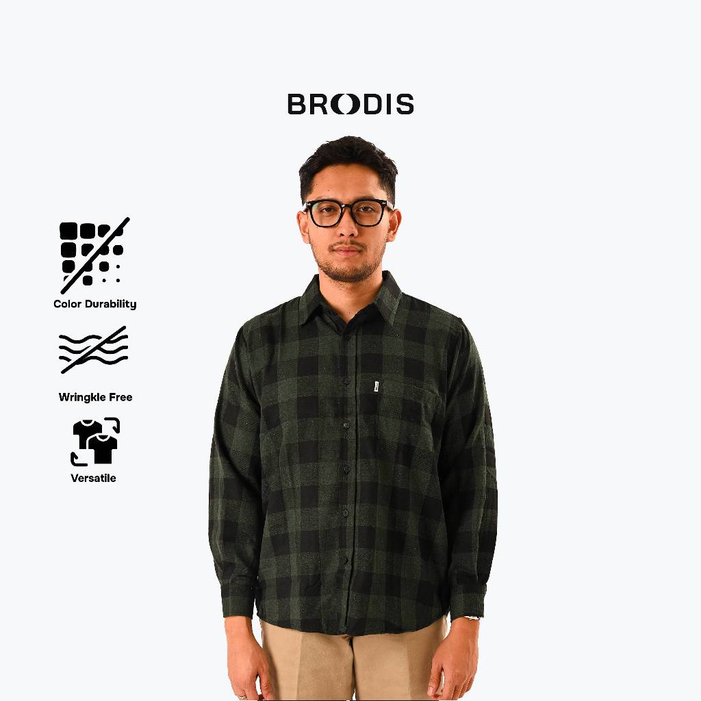 Broodis Kemeja Flannel Canbera Green Lengan Panjang