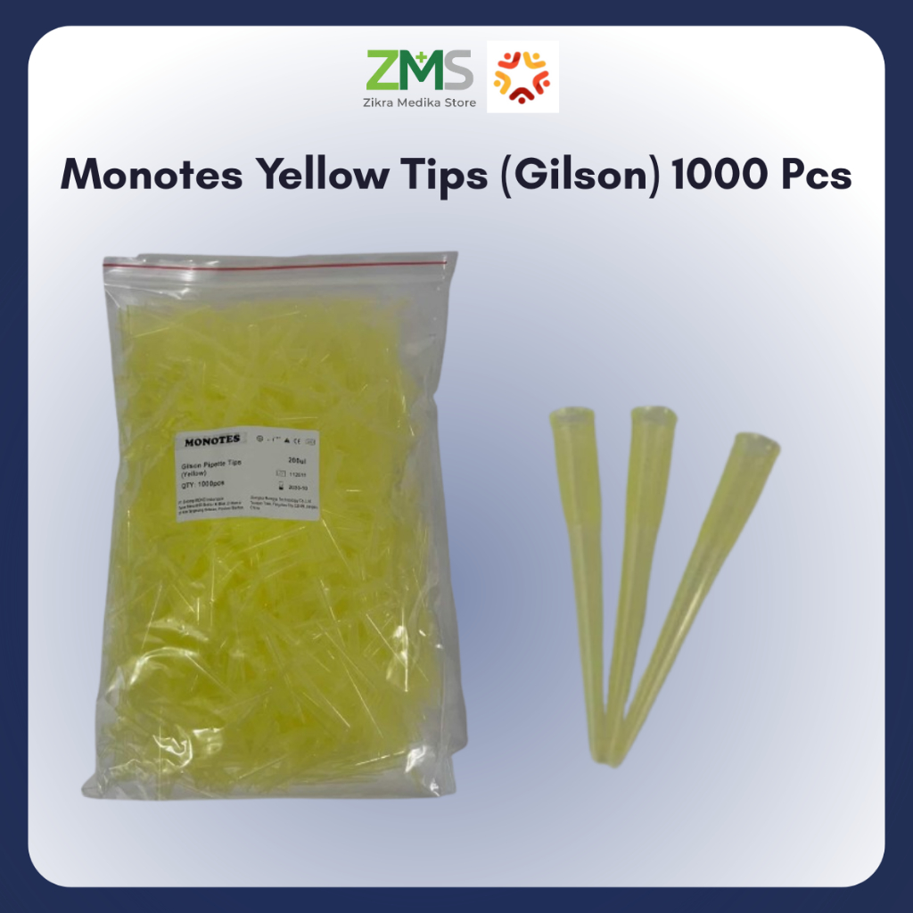 Monotes Yellow Tips 200ul (Gilson) 1000 pcs – Pipette Tip Kuning untuk Mikropipet