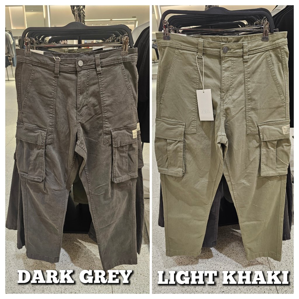 Zara Celana Panjang Denim Kargo Pria Original Jeans Cargo Denim Trouser With Pocket Cowok Laki Laki