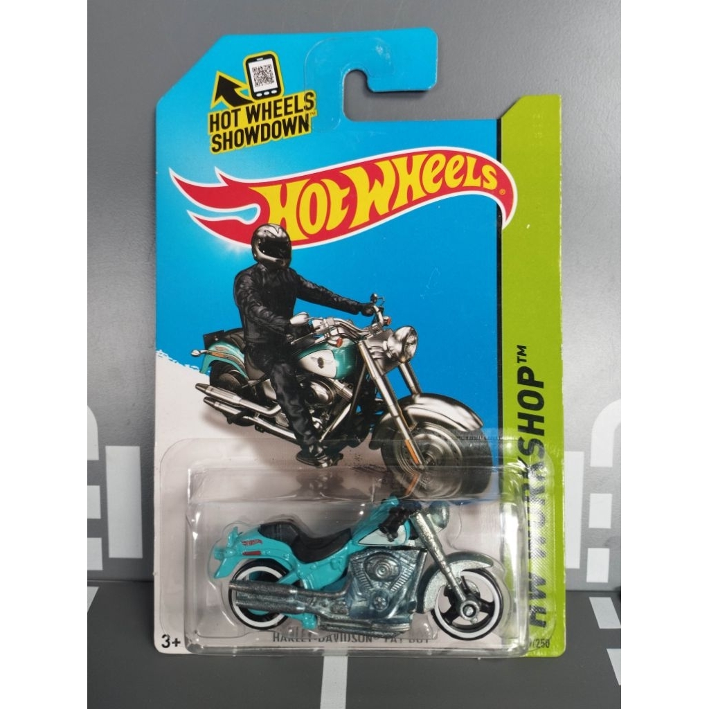 Hot wheels harley davidson fat boy biru