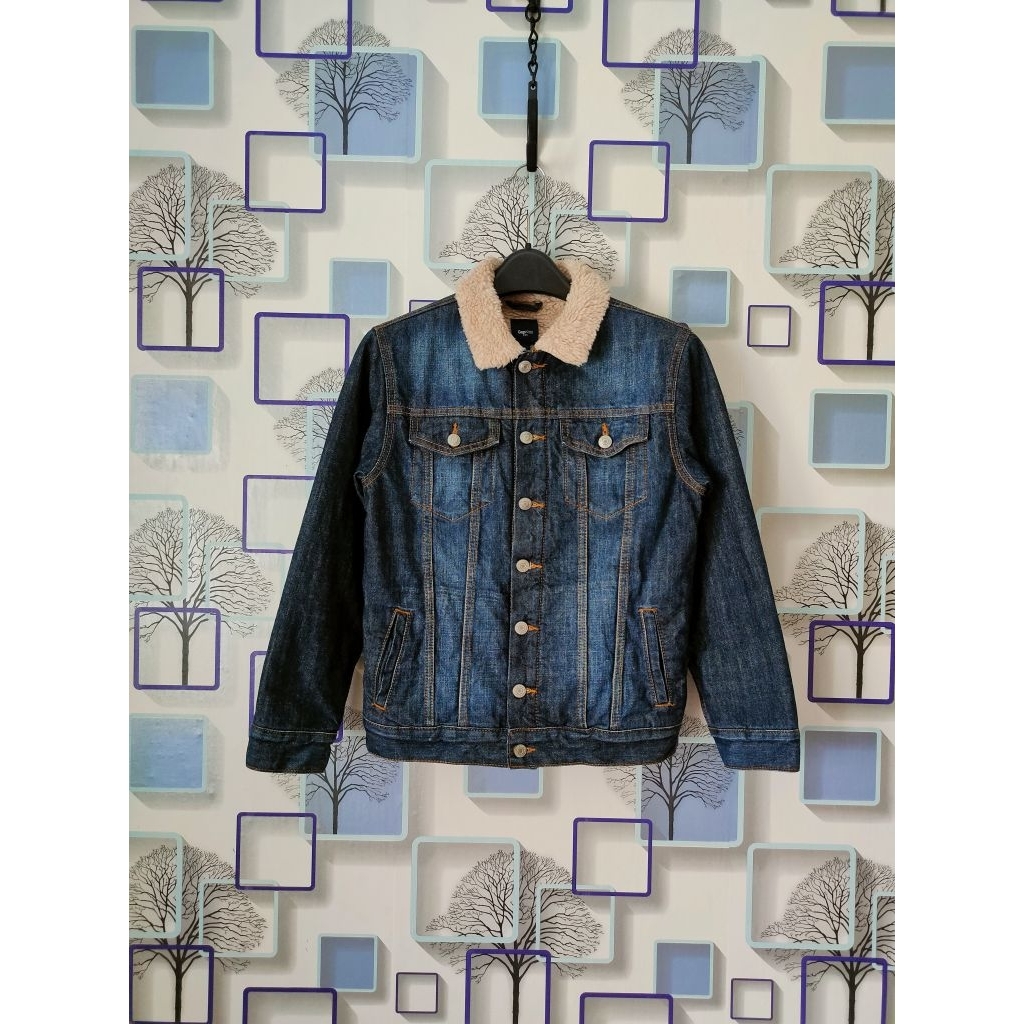gap trucker denim sherpa jacket