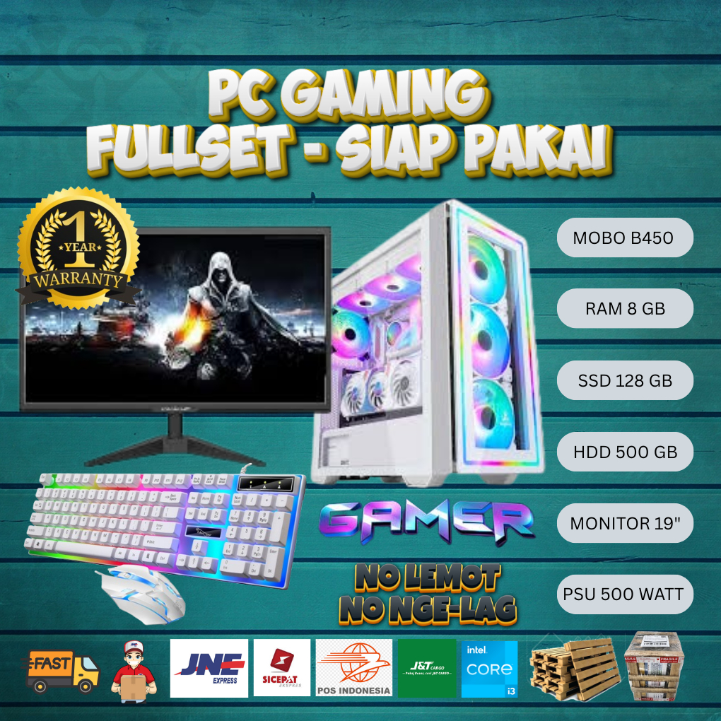 PC GAMING AMD RYZEN 3 3200G ram 8GB vega 8 hdd 500gb fullset siappakai