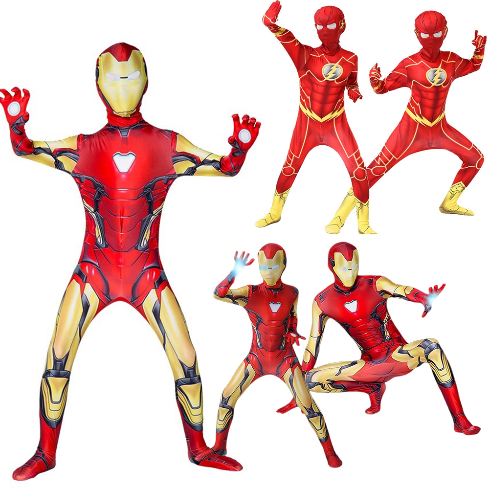 Kostum Iron Man Dewasa dan Anak-anak Kostum Superhero Endgame Kostum Cosplay Jumpsuit Kostum Hallowe