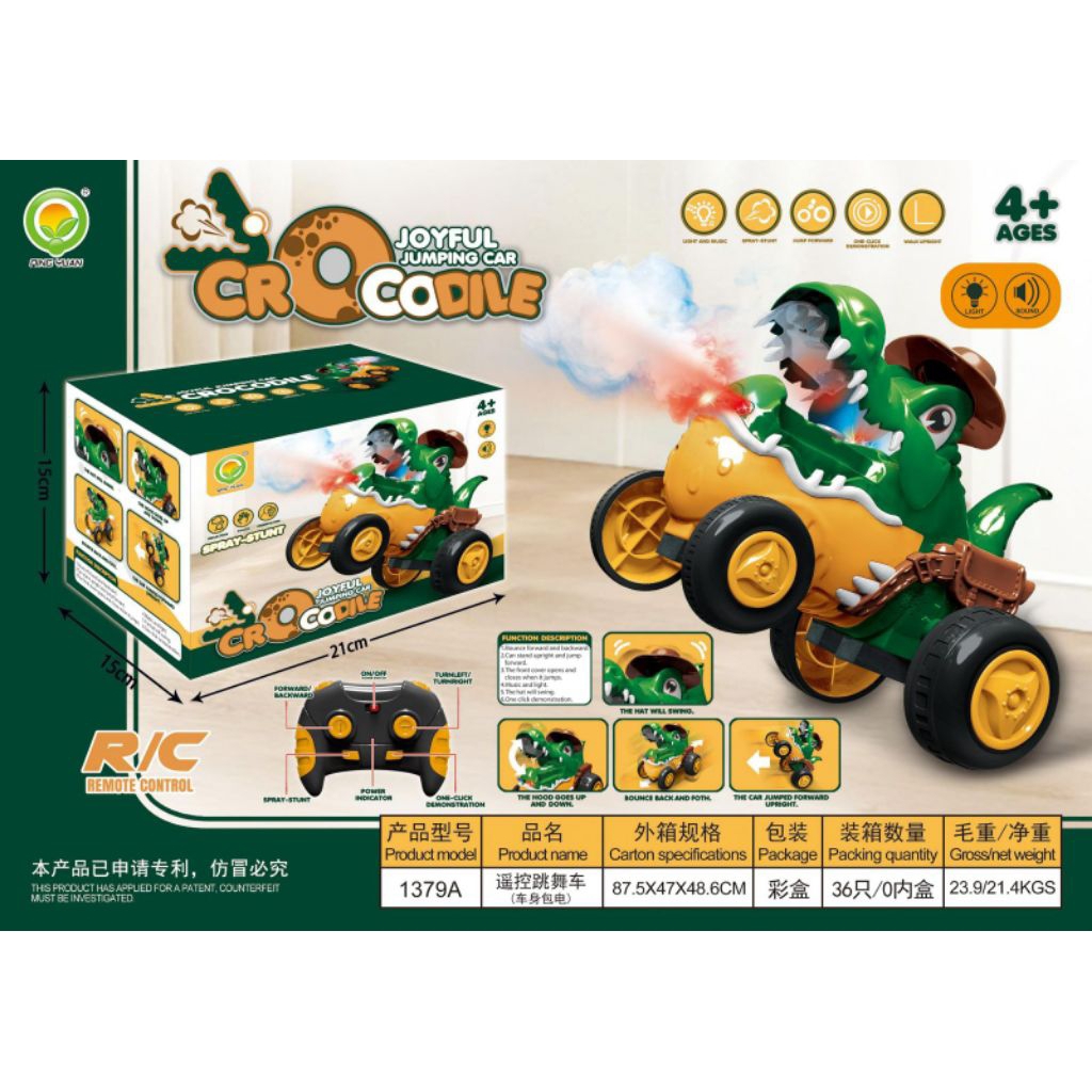 Mainan Anak Remote Control Joyful Jumping Car Crocodile / Mainan Buaya RC / Mainan Remote Control Bu