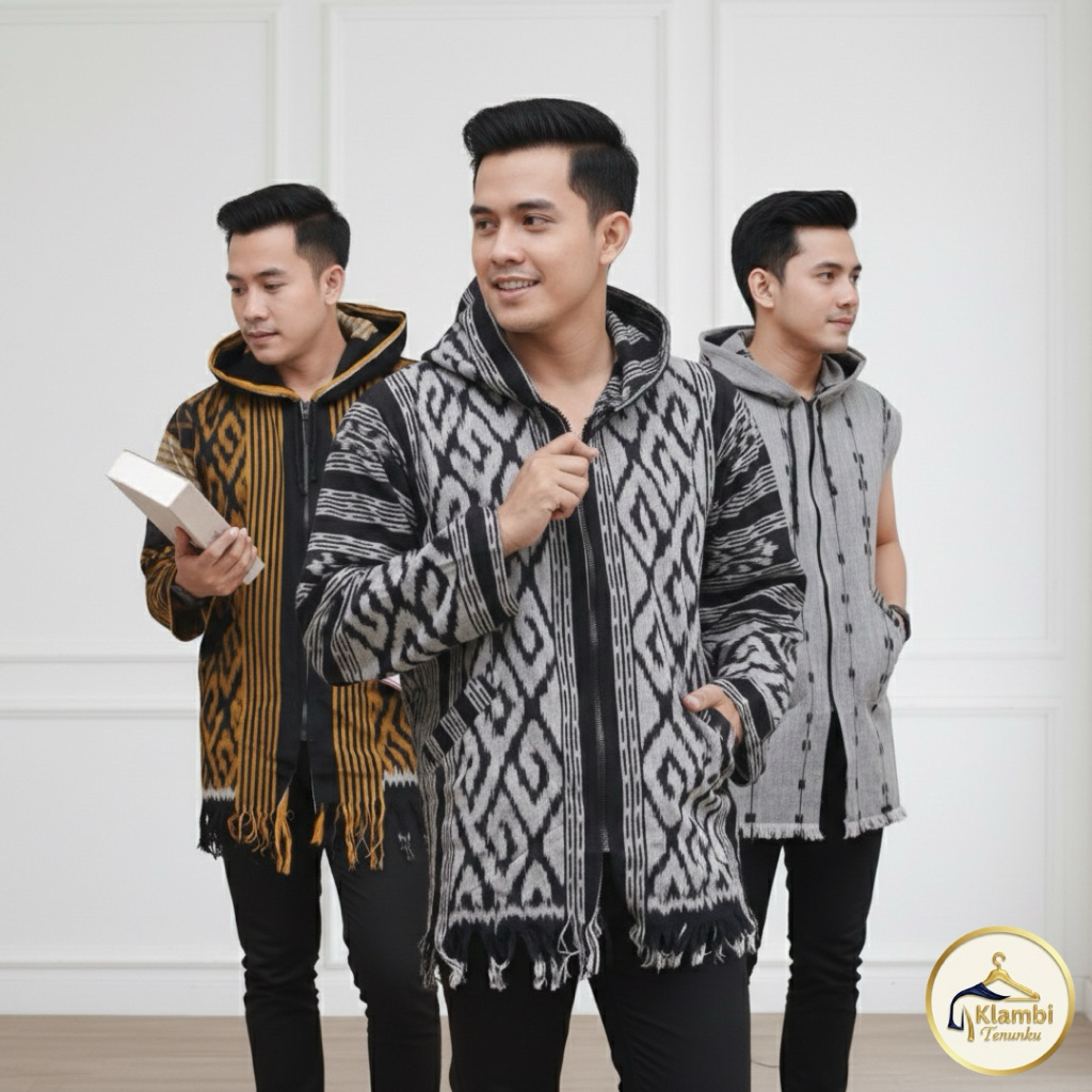 Hoodie Tenun Kekinian-Hoodie Lengan Panjang-Hoodie Tanpa Lengan-Hoodie Tenun Blanket-Hoodie Pria