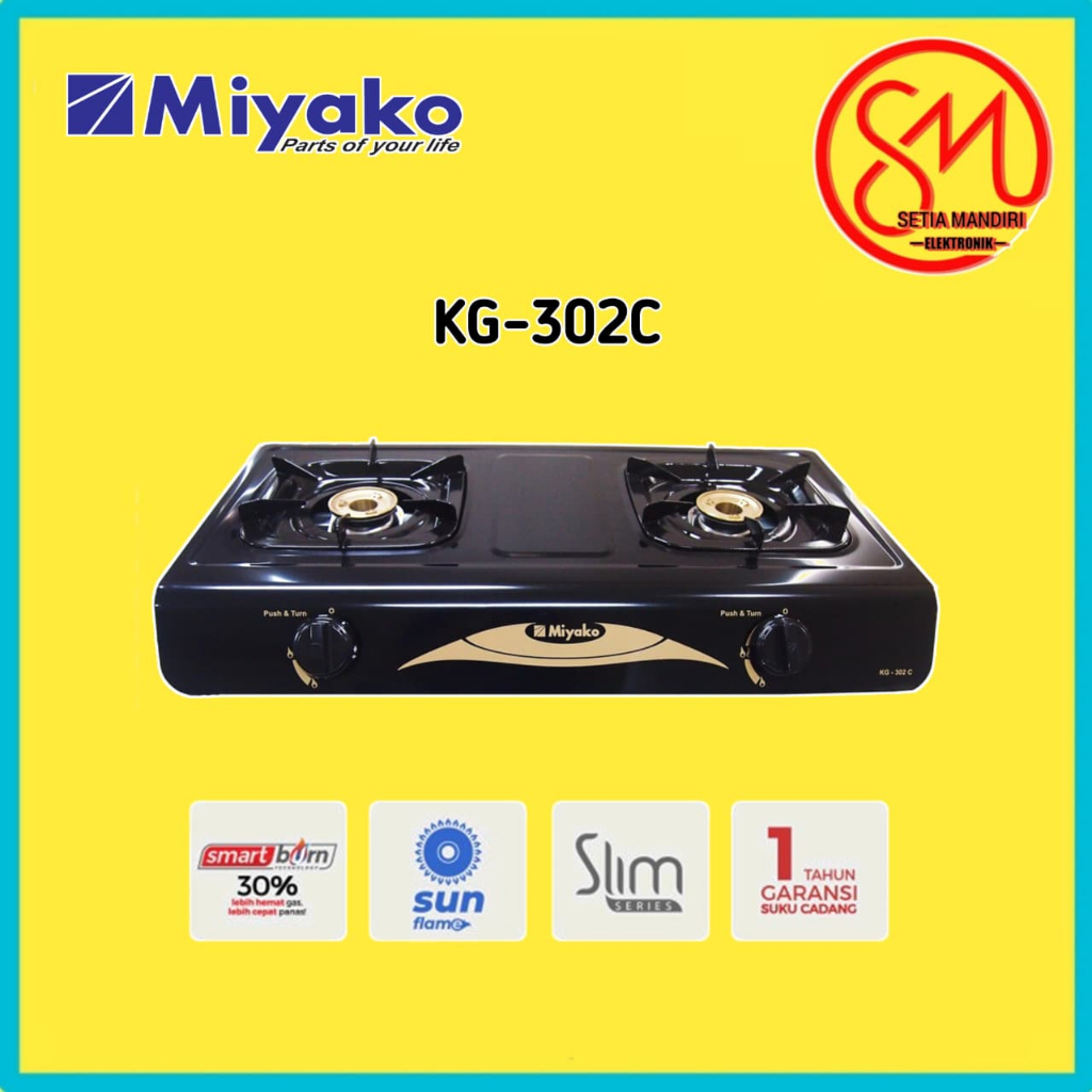 MIYAKO KG302C Kompor Gas 2 Tungku KG-302C Ceflon 302 C