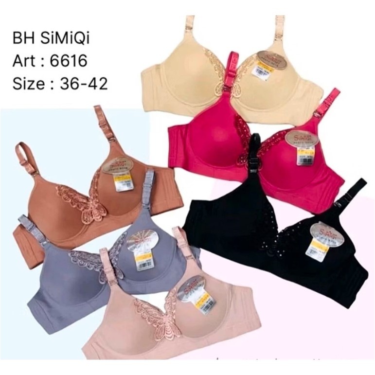 BH/Bra Renda Kupu-kupu SiMiQi 6616 Jumbo | Tanpa Kawat | Busa Standar | Kait Tiga
