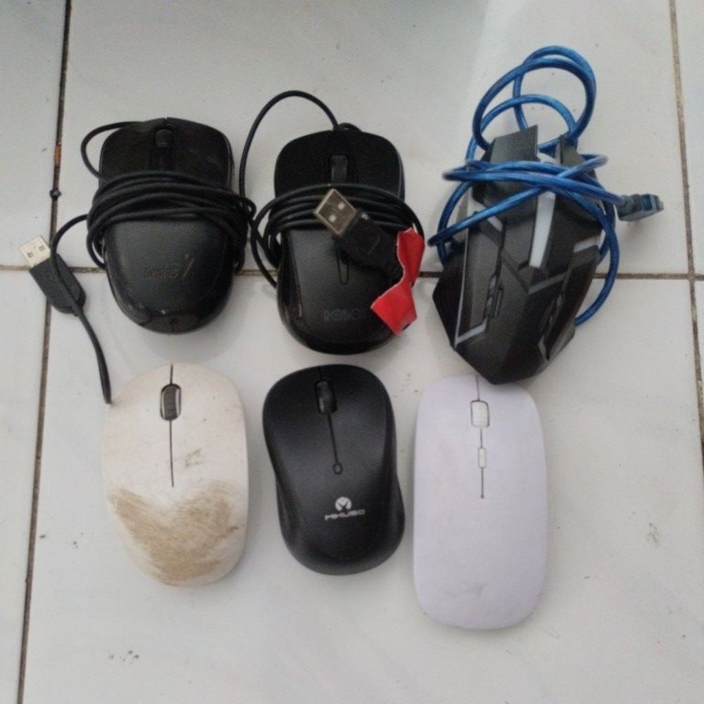 Rusak tetikus atau mouse komputer bekas/rusak (Slim White atau nirkabel Mikuso atau Robot atau Geniu