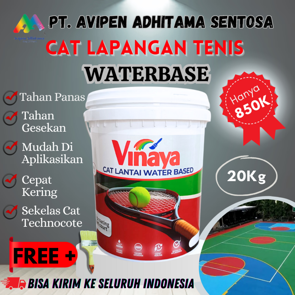 Cat Lapangan Tenis Voli Badminton Basket Indoor Outdoor Waterbase 20 Kg Cat Marka Jalan