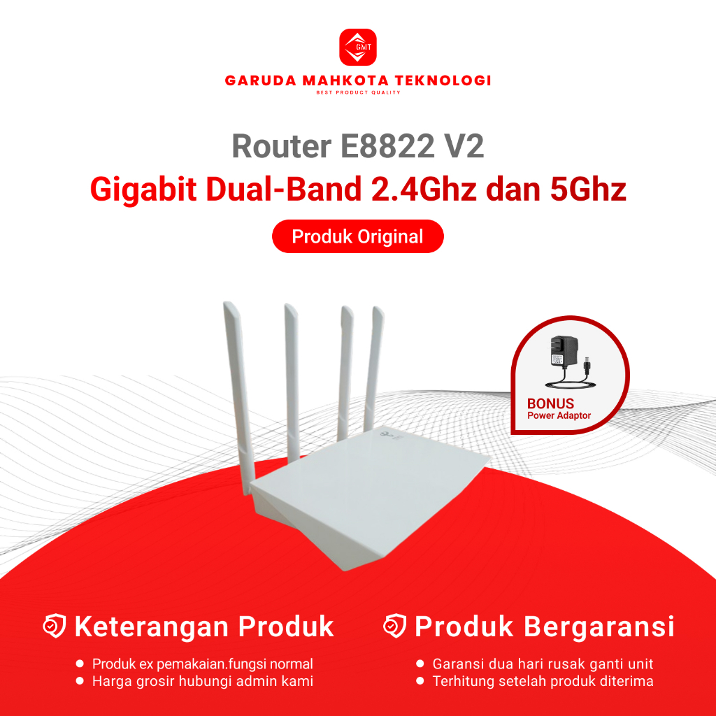 Router ZTE E8822 V2 & E8820 Gigabit Dual-Band Wireless WiFi / Router Bekas Original Bonus Adaptor