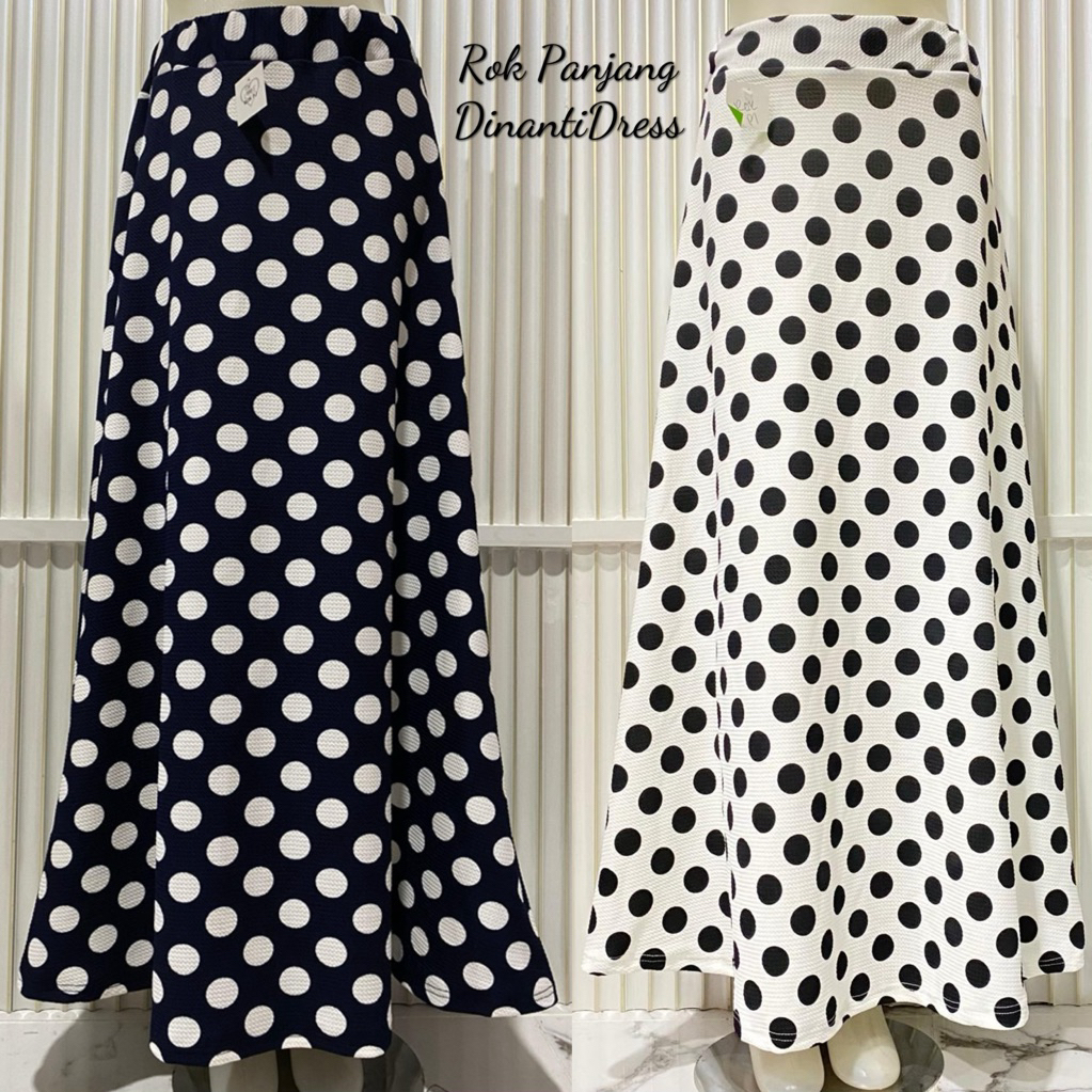 Rok Payung Panjang Wanita Motif Polkadot Besar