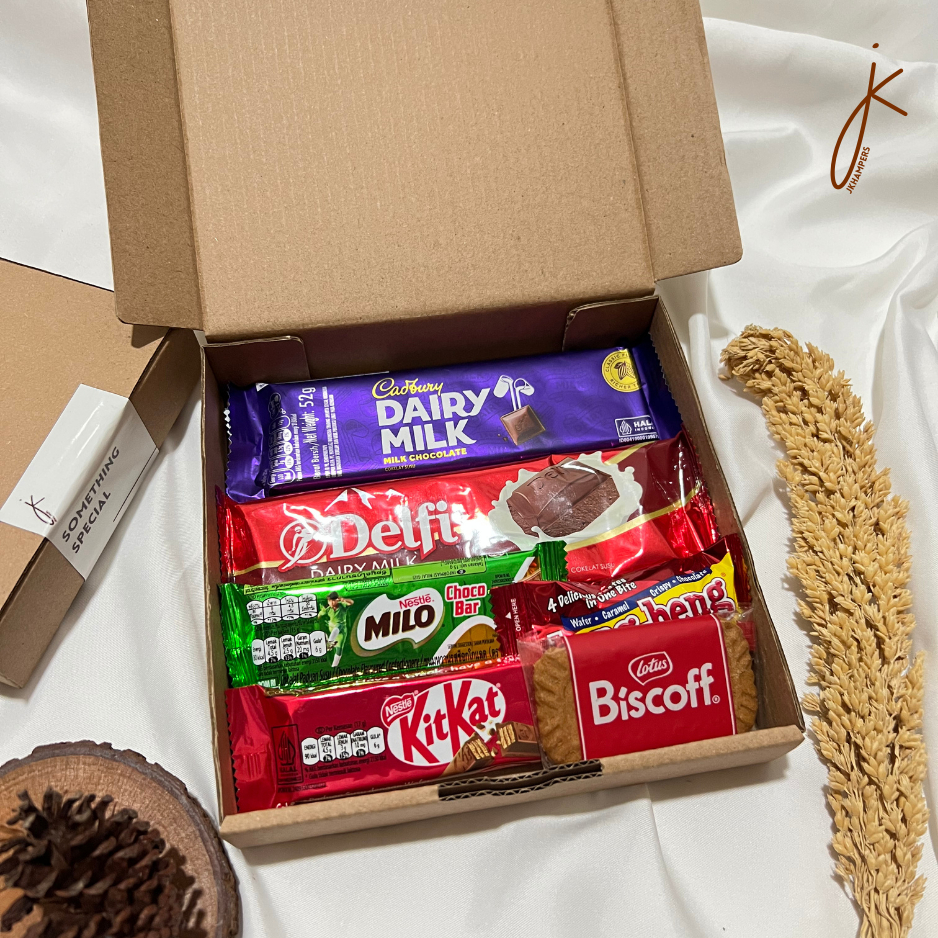 Jkhampers hampers MA coklat valentine ulang tahun wisuda gift cadbury delfi milo kitkat beng beng lo