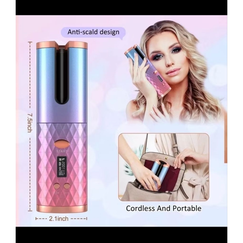 Cordless Hair Curler Otomatis - PINK (SECOND MINUS DUS)