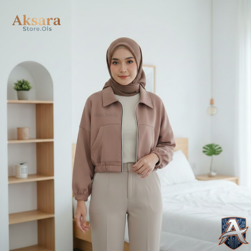 Jaket Wanita Polos Kekinian Gaya Minimalis | Jaket Wanita Hitam Casual Stylish Hijab Friendly