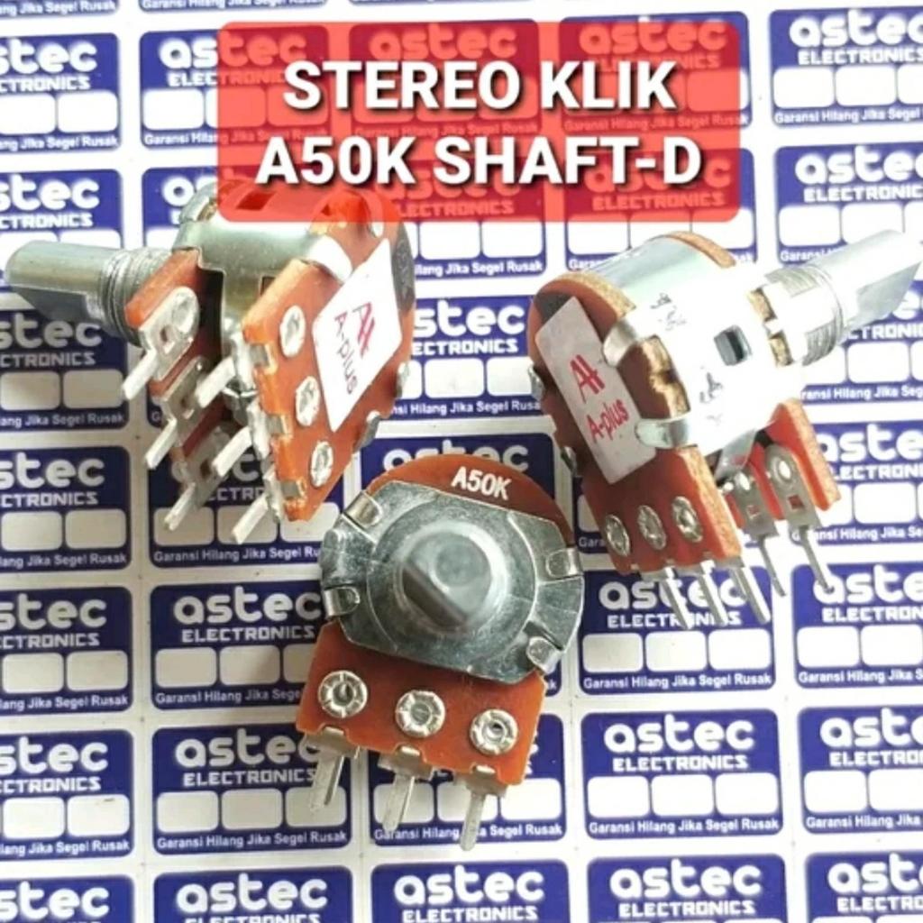 Potensio Stereo A50K Shaft-D Rotary Klik Berkualitas