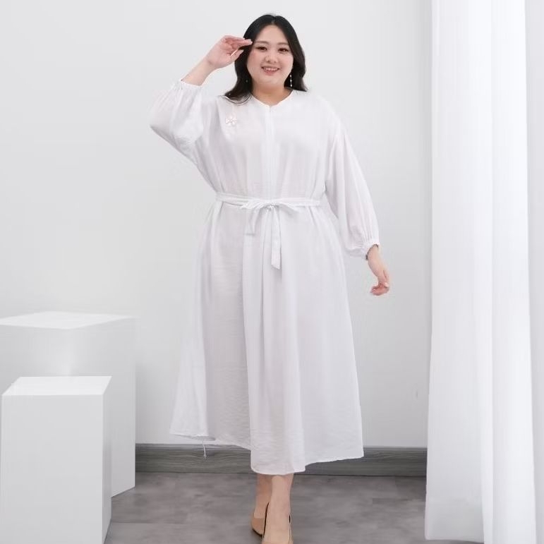 midi dress jumbo putih busui Ld130 Ld140cm