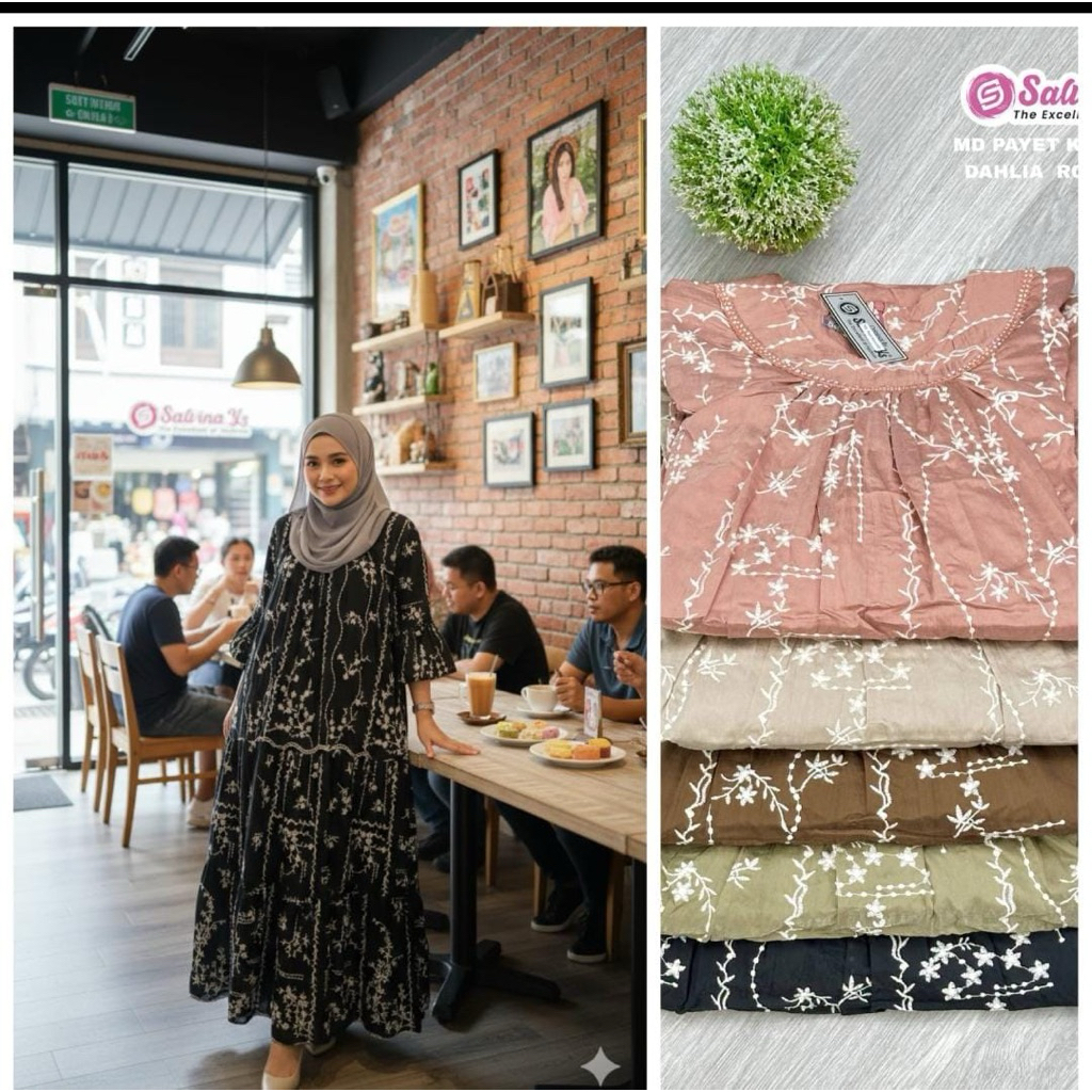 Gamis salvina katun bordir terbaru cod