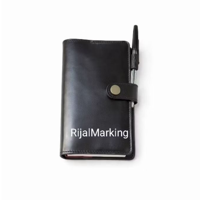 cover buku agenda kulit sapi asli / cover kulit buku agenda hitam gratis nama dan logo