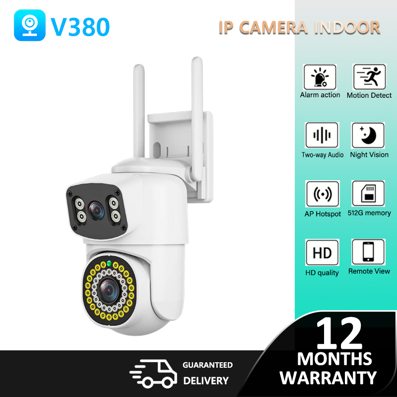 CCTV V380 pro Dual Screen Outdoor Wireless WIFI cctv Mobile Remote Two-Way Voice Auto Tracking