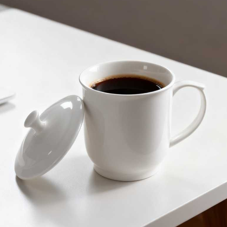 Gelas Mug Tutup Keramik Porselen Polos Home Line