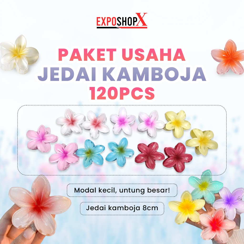 Paket Usaha Jedai Kamboja 120 Pcs / Jepitan Kamboja Fashion Daily Anak & Wanita
