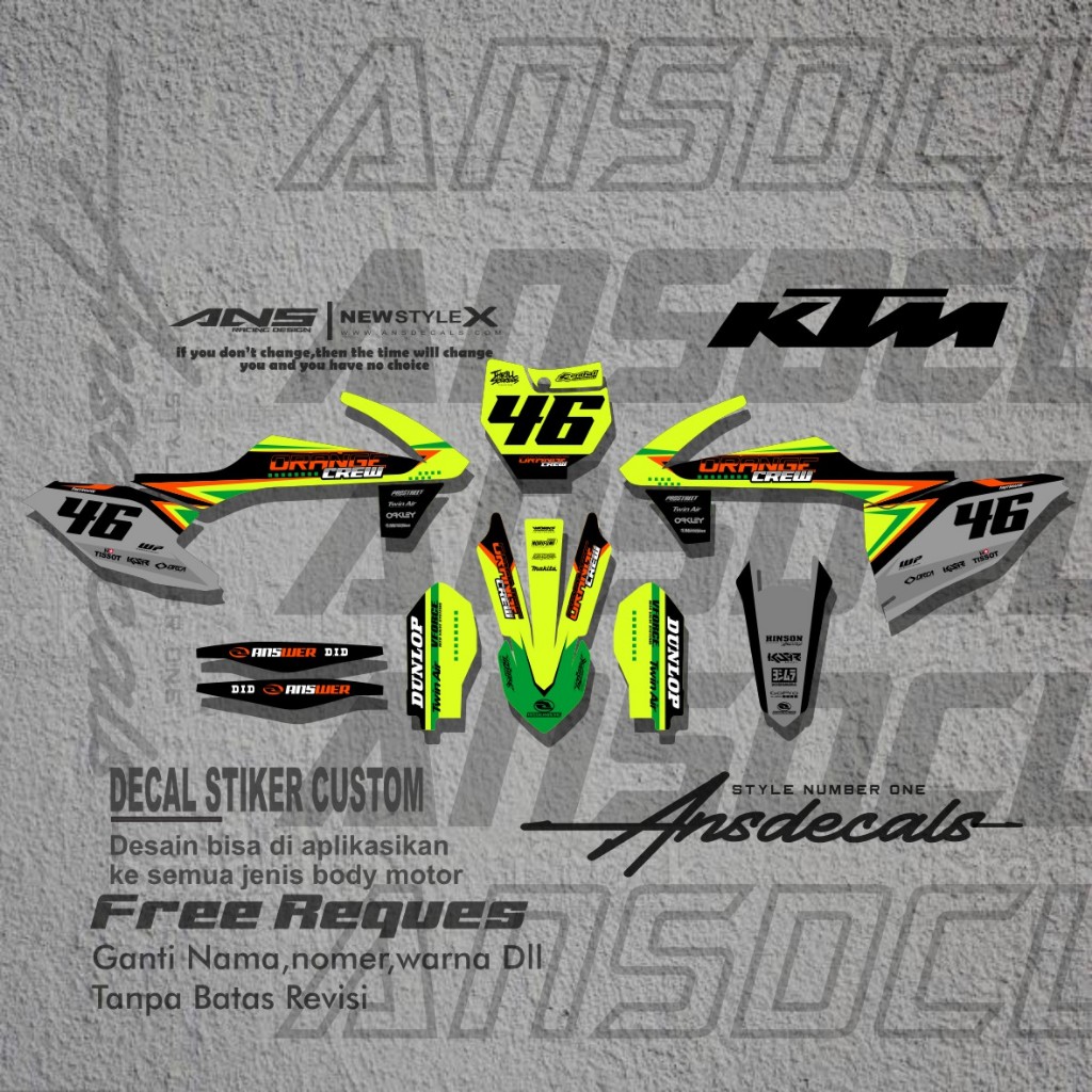 DECAL KTM 85/KTM 250 FULL BODY STIKER MOTOR KTM 85/250 FREE REQUEST
