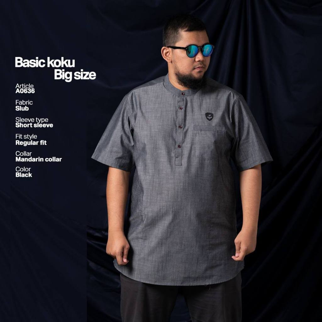 SAMASE Koku Basic Big Size A063 Lengan Pendek Koko Kurta Atasan Pria Dewasa Terbaru Samase Official