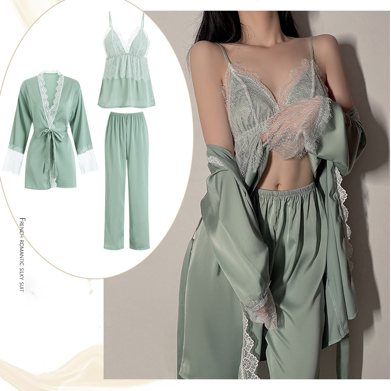 LUXLACE-baju tidur wanita gamis  baju seksi gamis dress panjang Two Piece Sleep Ukuran Besar 9201