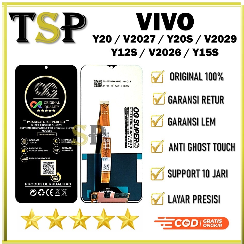 LCD TOUCHSCREEN VIVO Y20 / V2027 / Y20S/ V2029 / Y125 /  V2026 / Y15S ORIGINAL 100% FULL SET COMPLET