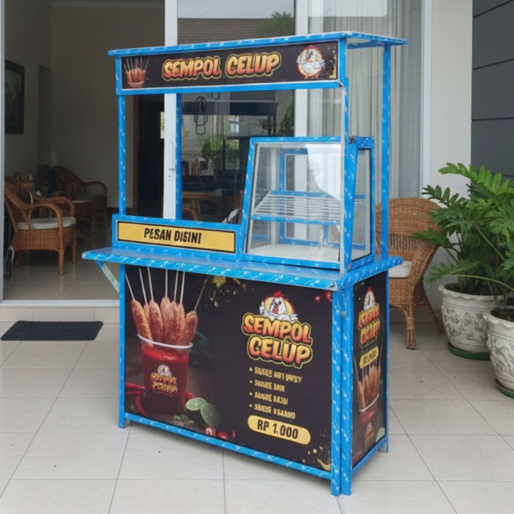 Booth Portable + Etalase + Atap +  Meja Depan / Gerobak lipat / Meja Lipat