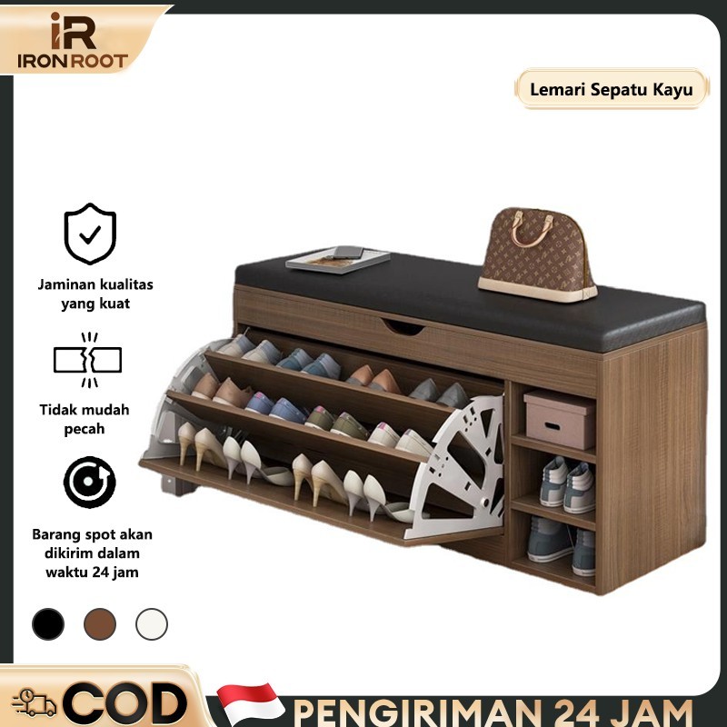 IRONROOT Rak Sepatu Kayu Lemari Sepatu Tertutup Lemari Sepatu Minimalis Rak Sepatu Sofa Lemari Sepat