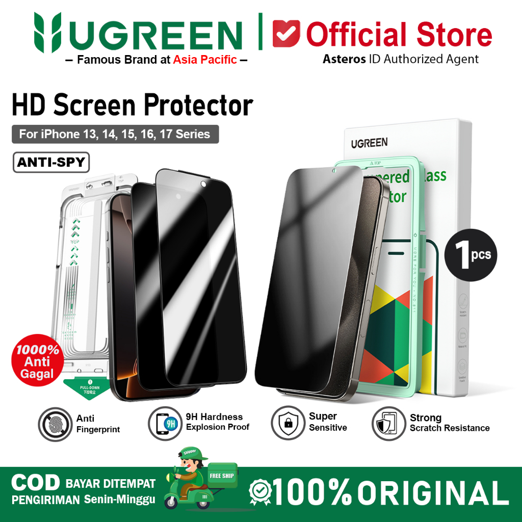 UGREEN Tempered Glass Anti Spy For iPhone 13 14 15 16 17 Series Full Screen Protector