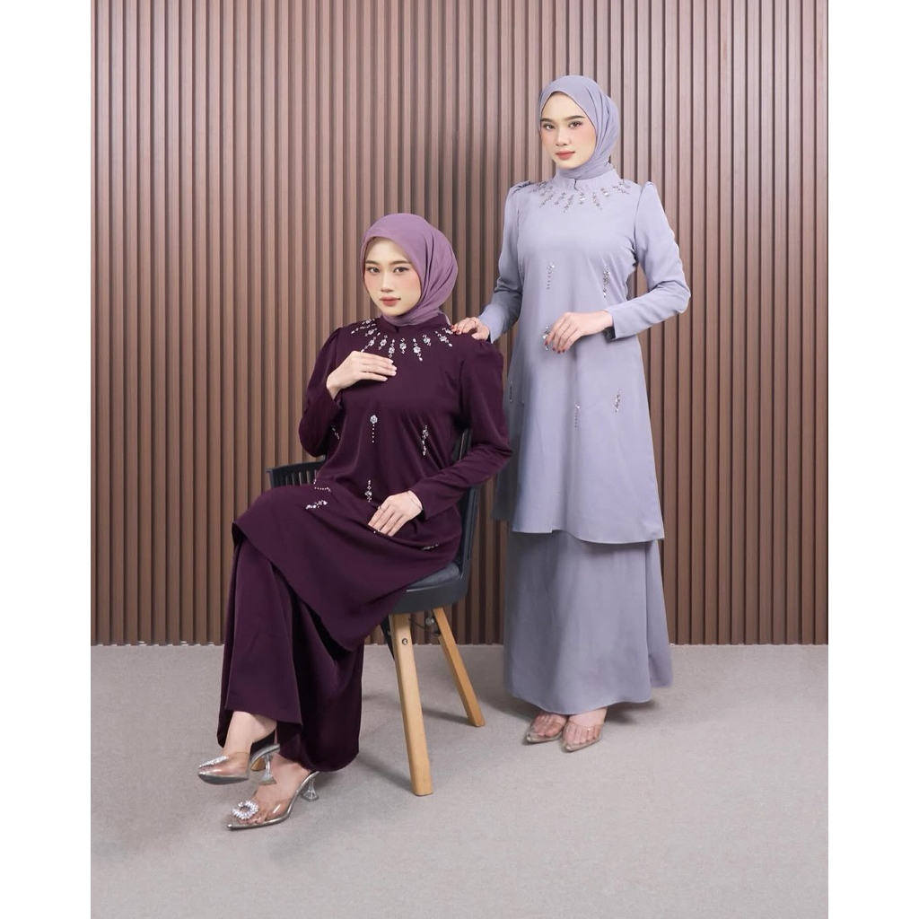 BAJU KURUNG MALAYSIA AZANIA SERIMBIT LEBARAN COUPLE PAYET