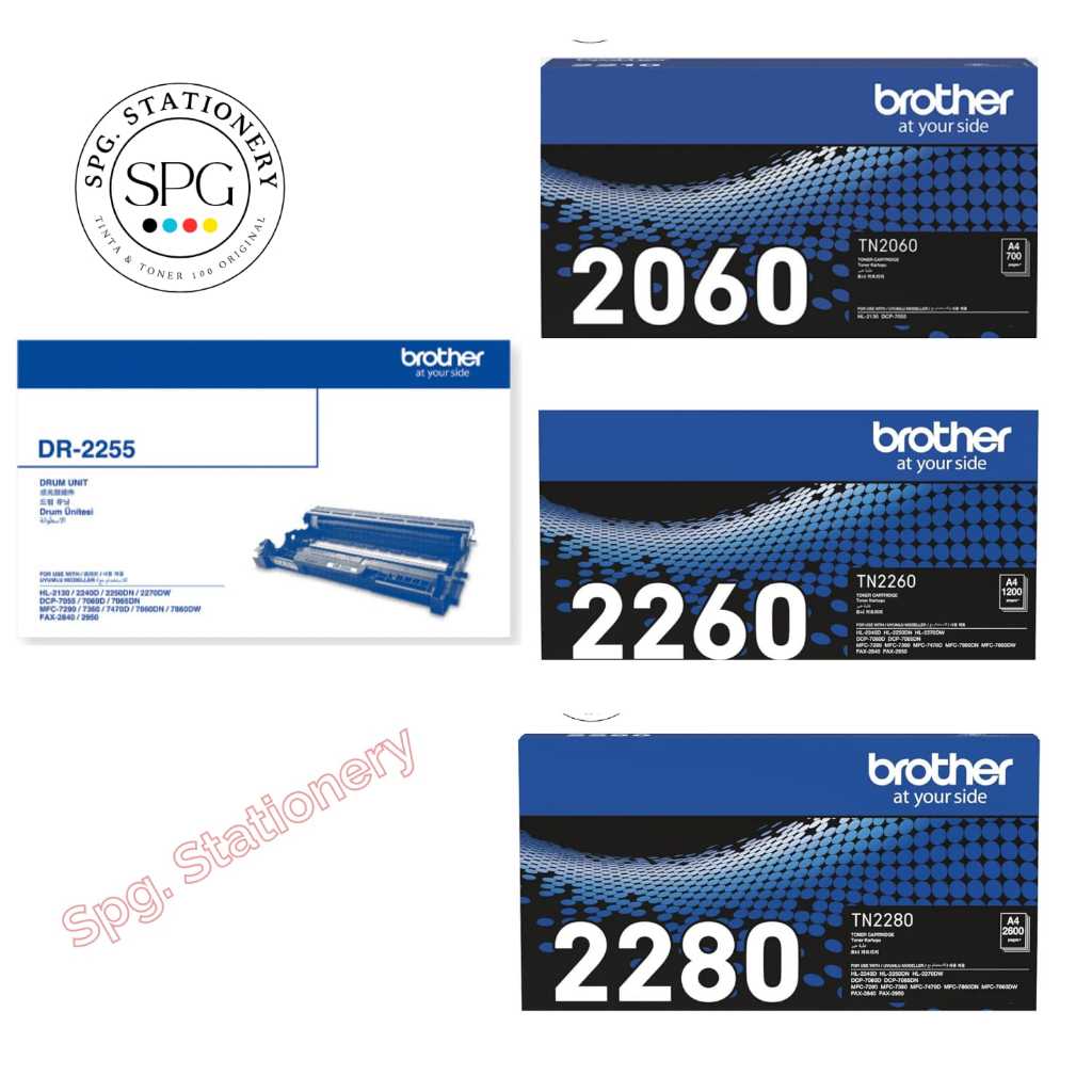 Toner Brother (Monocrhome) TN-2060, TN-2260, TN-2280, & Drum DR-2255 Original for printer Brother : 