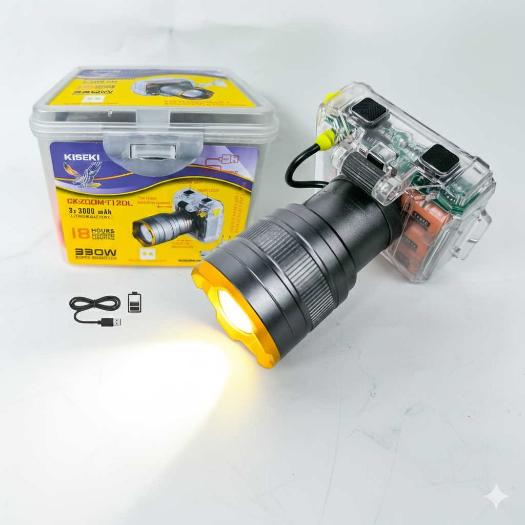 Enter Kepala Kiseki Zoom Body Transparan Ck-Zoom T12Dl Senter Kepala Super Terang Co