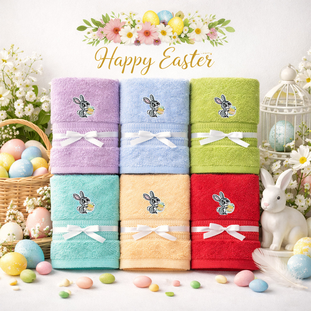 Hampers Handuk Merah Putih Bordir Souvenir Paskah Easter Kelinci Telur Paskah Bingkisan Gift