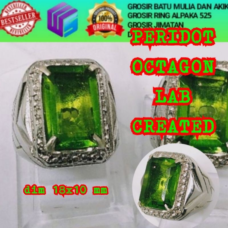 CINCIN PRIA ALPAKA BATU PERIDOT KOTAK